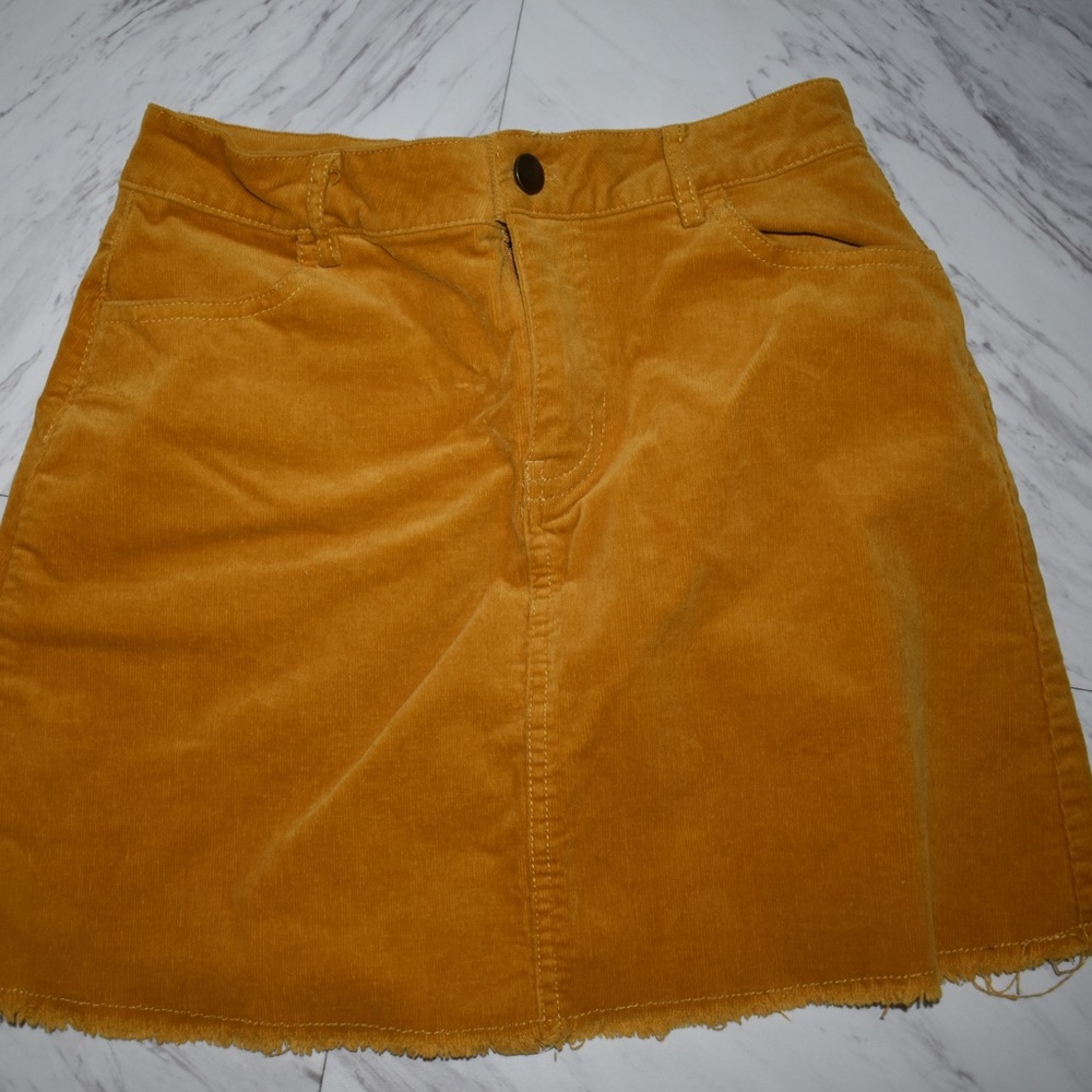 Mustard Yellow Corduroy Mini Skirt